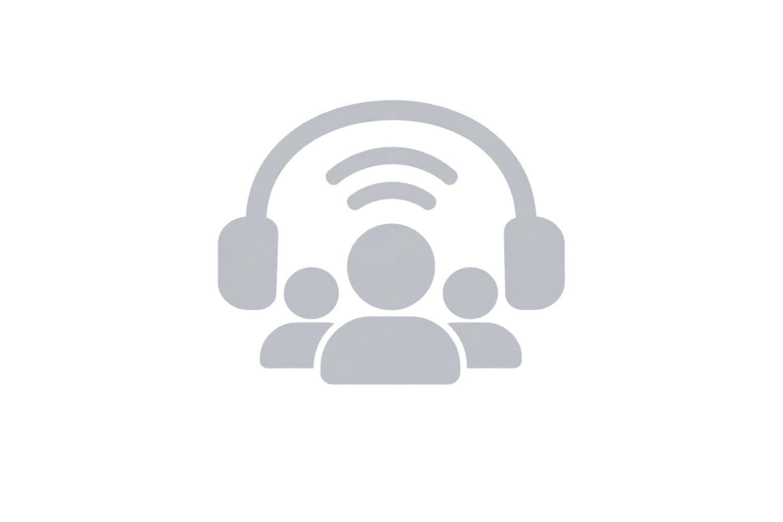 Icona podcast con folla e cuffie